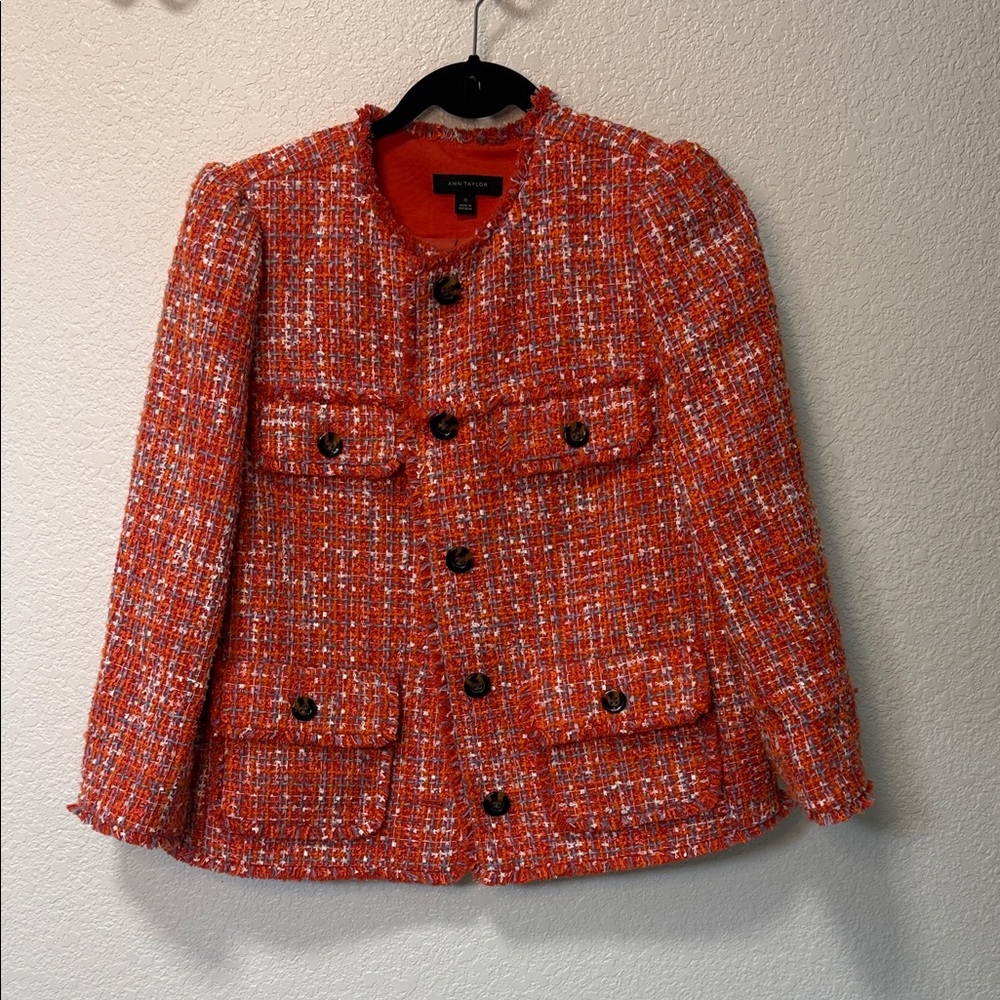 Ann Taylor Red Tweed Blazer